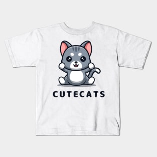 cat tama cute black cat love Kids T-Shirt